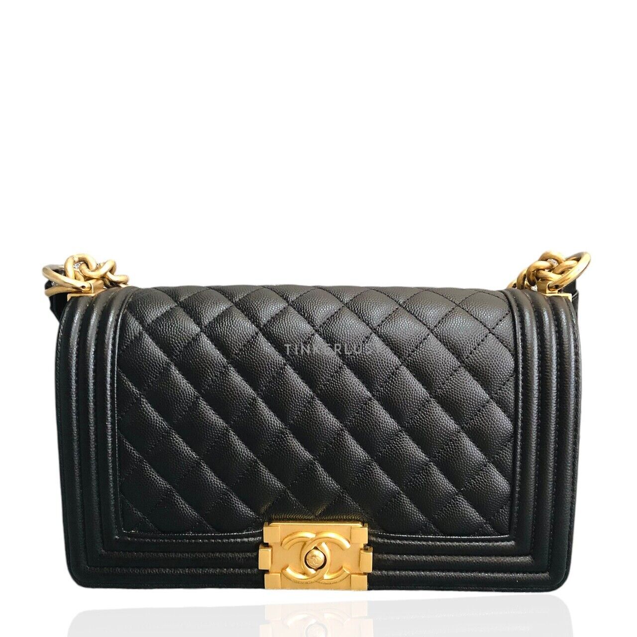Chanel le boy black caviar hot sale